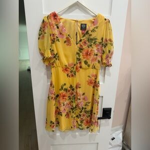 Vince Camuto Floral Yellow Dress